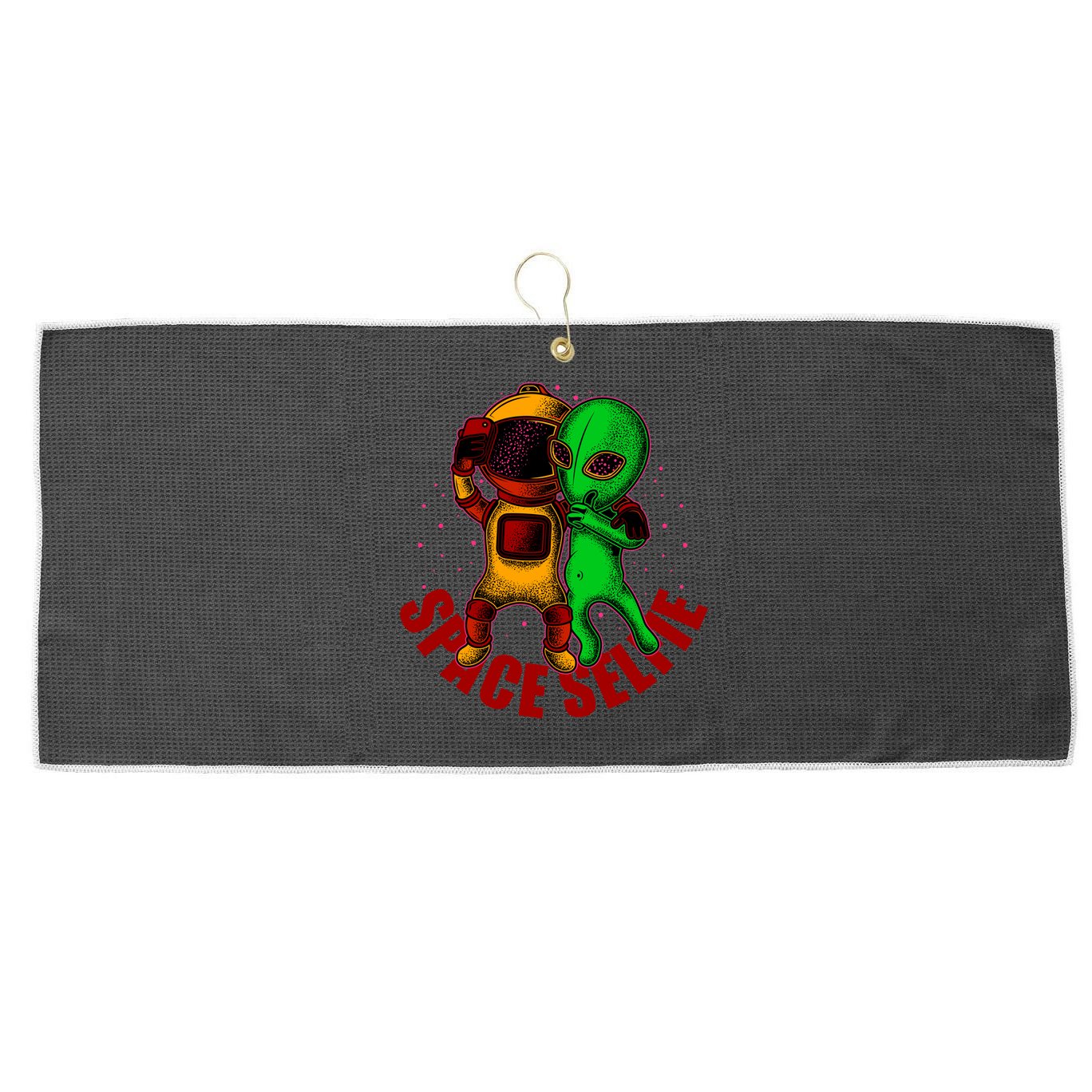 Alien Space Selfie Large Microfiber Waffle Golf Towel