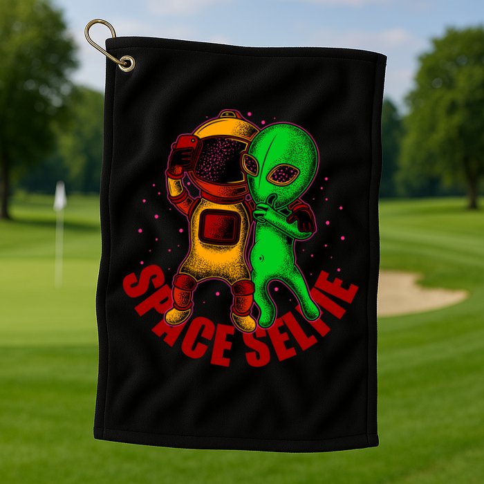 Alien Space Selfie Golf Towel