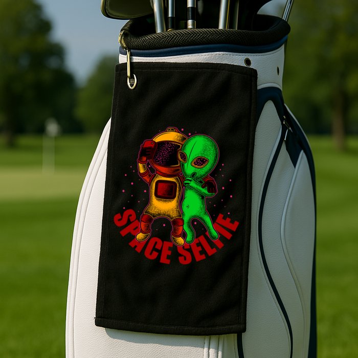 Alien Space Selfie Golf Towel