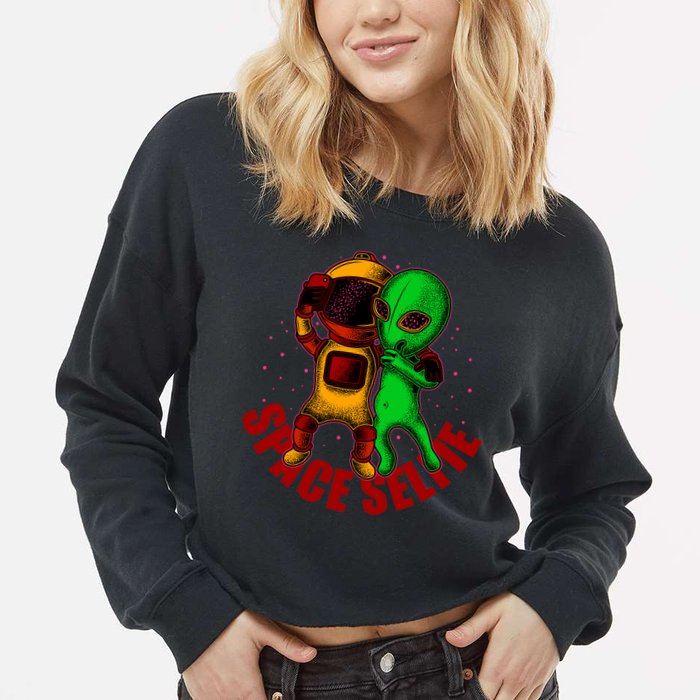 Alien Space Selfie Cropped Pullover Crew
