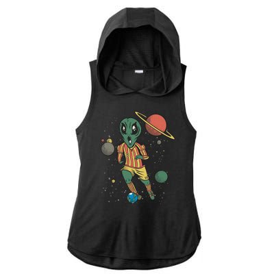 Alien Space Soccer Player Ladies PosiCharge Tri-Blend Wicking Draft Hoodie Tank