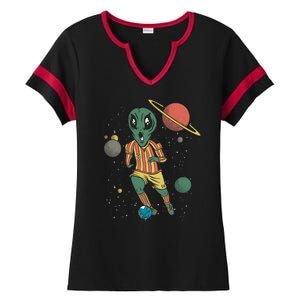 Alien Space Soccer Player Ladies Halftime Notch Neck Tee