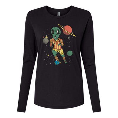 Alien Space Soccer Player Womens Cotton Relaxed Long Sleeve T-Shirt