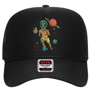 Alien Space Soccer Player High Crown Mesh Back Trucker Hat