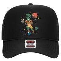 Alien Space Soccer Player High Crown Mesh Back Trucker Hat