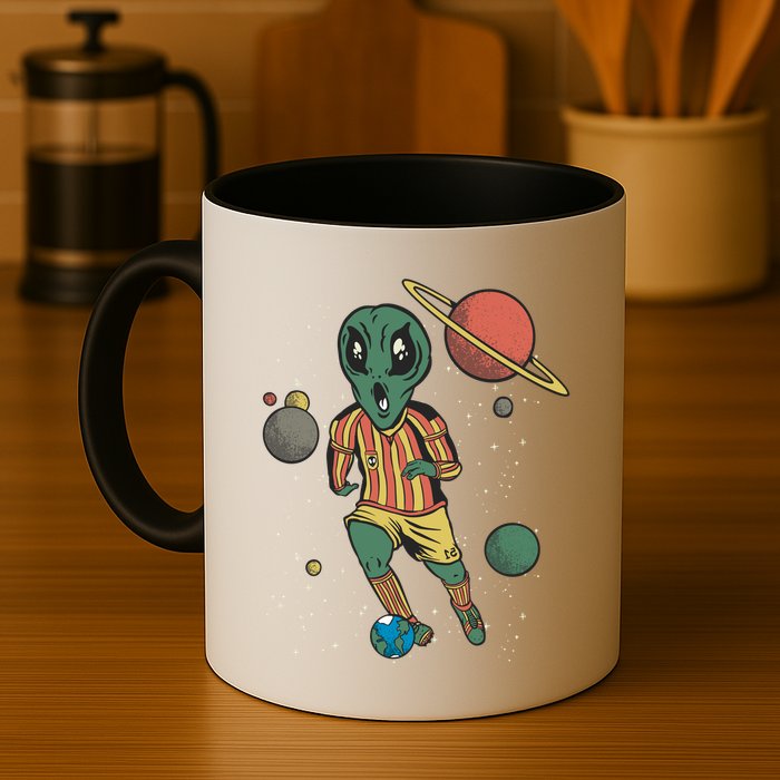 Alien Space Soccer Player Mug