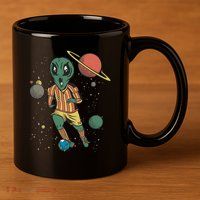 Alien Space Soccer Player 11oz C Handle Ceramic Mug
