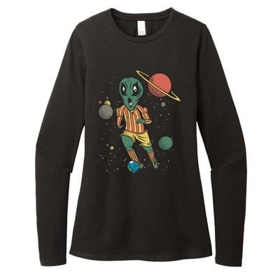 Alien Space Soccer Player Womens CVC Long Sleeve Shirt