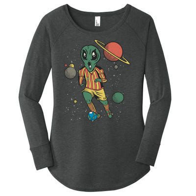 Alien Space Soccer Player Women's Perfect Tri Tunic Long Sleeve Shirt