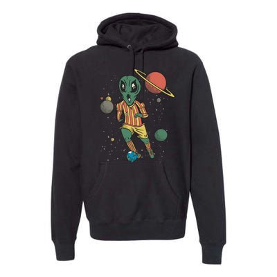 Alien Space Soccer Player Premium Hoodie