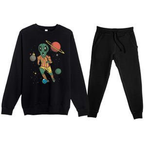 Alien Space Soccer Player Premium Crewneck Sweatsuit Set