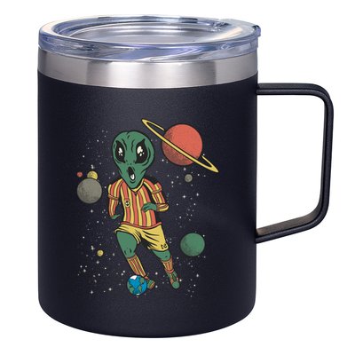 Alien Space Soccer Player 12oz Stainless Steel Coffee Mug