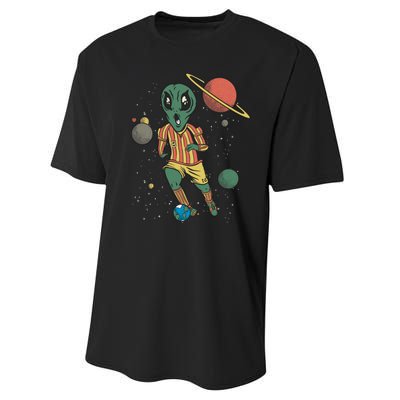 Alien Space Soccer Player Performance Sprint T-Shirt