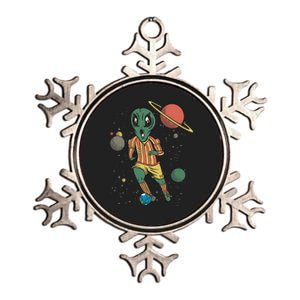 Alien Space Soccer Player Metallic Star Ornament