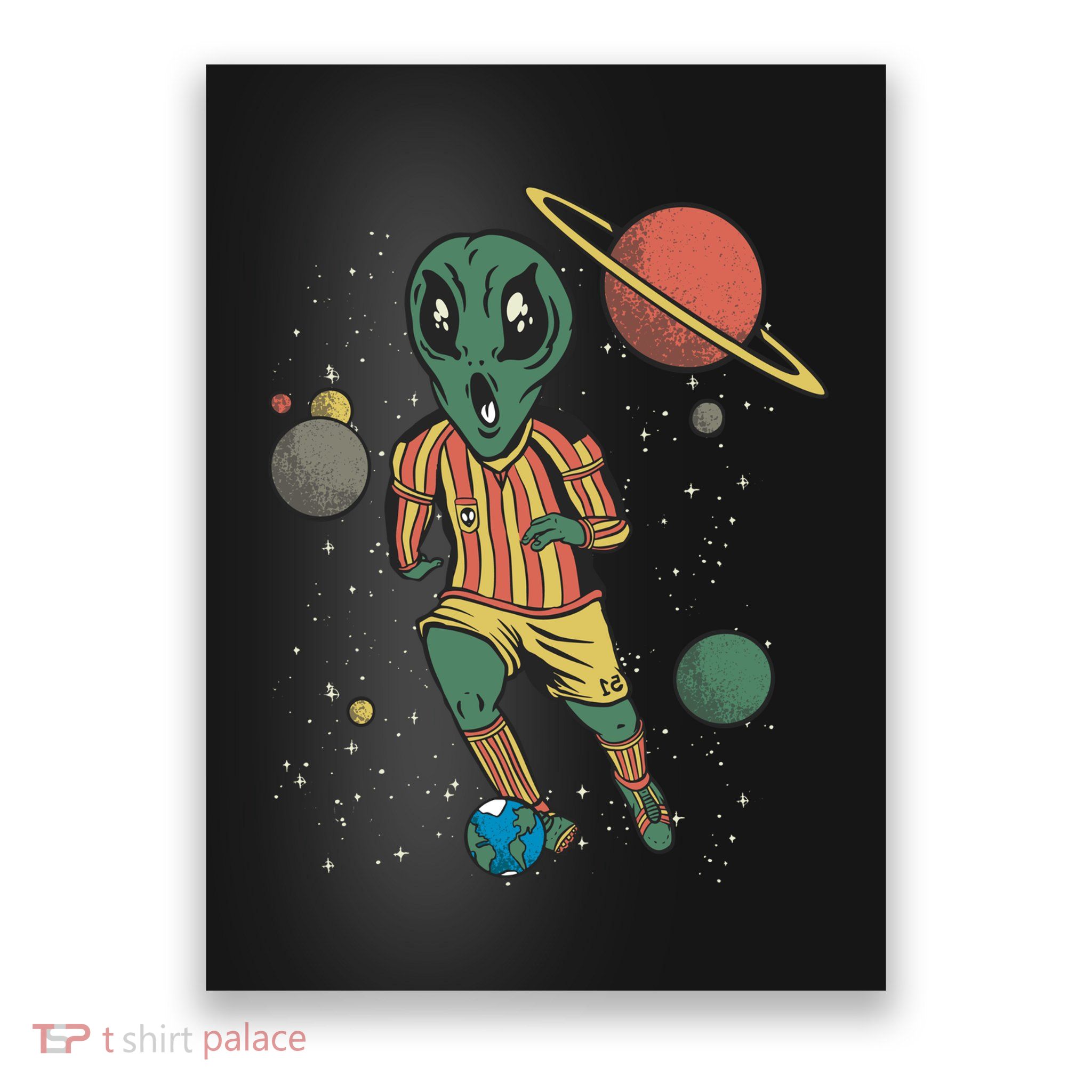 Alien Space Soccer Player Poster
