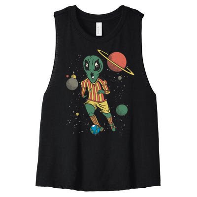 Alien Space Soccer Player Women's Racerback Cropped Tank