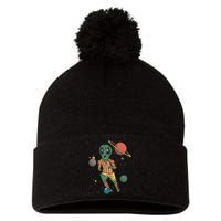 Alien Space Soccer Player Pom Pom 12in Knit Beanie