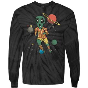 Alien Space Soccer Player Tie-Dye Long Sleeve Shirt