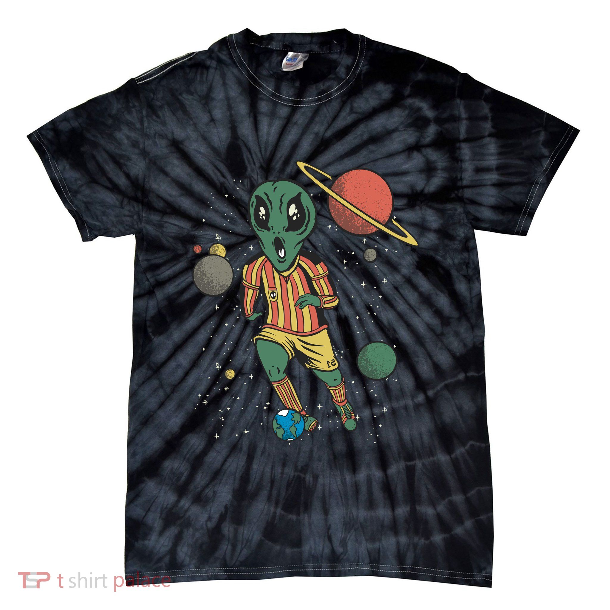 Alien Space Soccer Player Tie-Dye T-Shirt