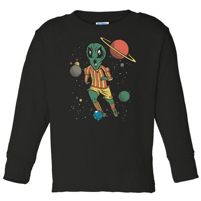 Alien Space Soccer Player Toddler Long Sleeve Shirt