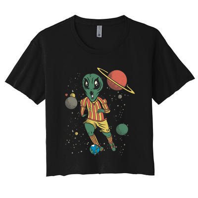Alien Space Soccer Player Crop Top