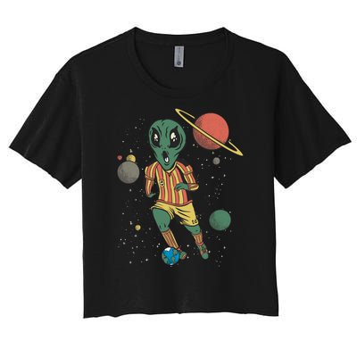 Alien Space Soccer Player Women's Crop Top Tee