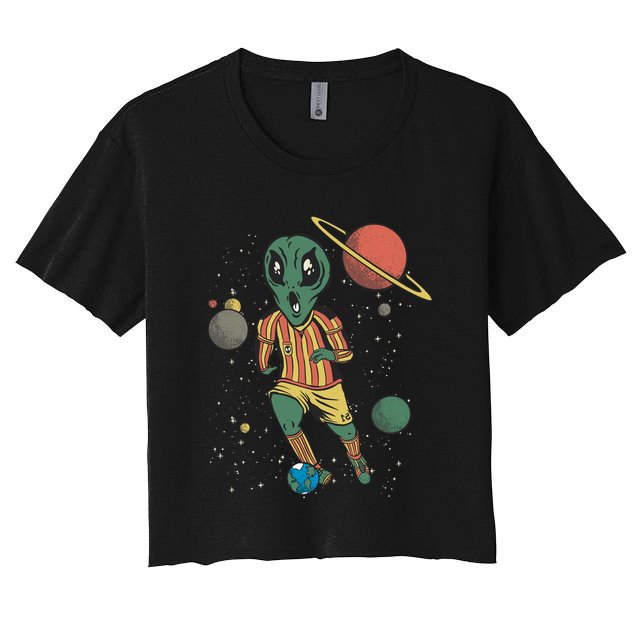 Alien Space Soccer Player Women's Crop Top Tee