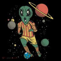 Alien Space Soccer Player Cropped Pullover Crew