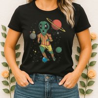 Alien Space Soccer Player Womens T-Shirt