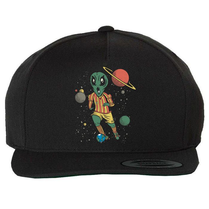 Alien Space Soccer Player Wool Snapback Cap