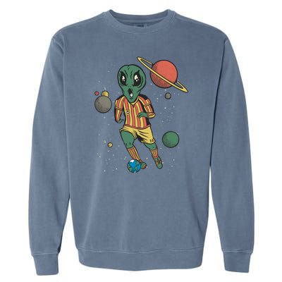 Alien Space Soccer Player Garment-Dyed Sweatshirt