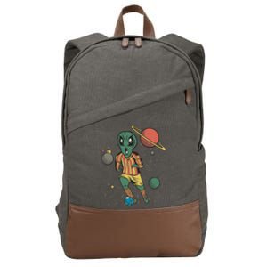 Alien Space Soccer Player Cotton Canvas Backpack