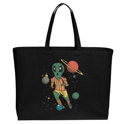 Alien Space Soccer Player Cotton Canvas Jumbo Tote