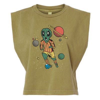 Alien Space Soccer Player Garment-Dyed Women's Muscle Tee