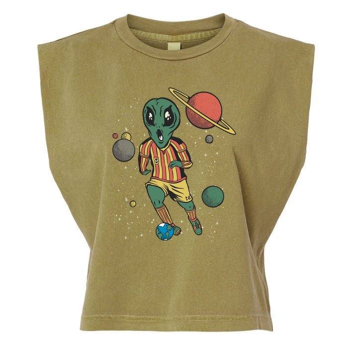 Alien Space Soccer Player Garment-Dyed Women's Muscle Tee