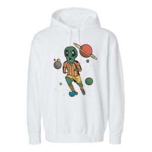 Alien Space Soccer Player Garment-Dyed Fleece Hoodie