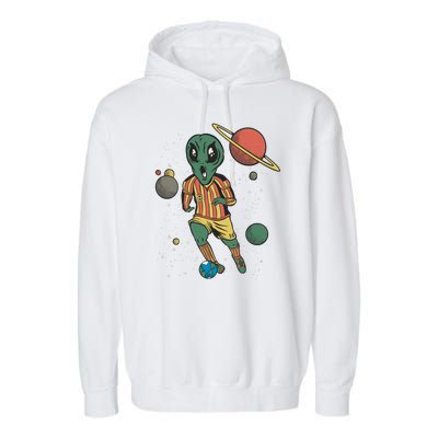 Alien Space Soccer Player Garment-Dyed Fleece Hoodie