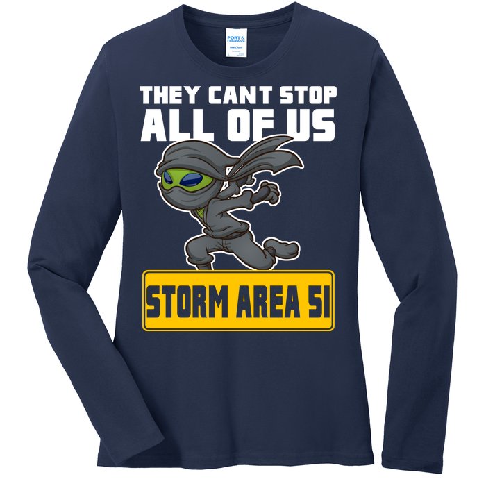 Alien Storming Area 51 Ninja Run Ladies Long Sleeve Shirt