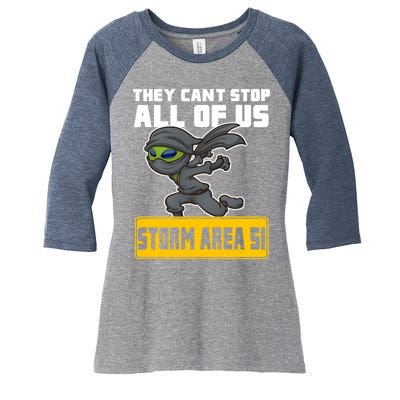 Alien Storming Area 51 Ninja Run Women's Tri-Blend 3/4-Sleeve Raglan Shirt