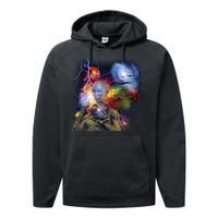 Alien Ufo In Space Performance Fleece Hoodie