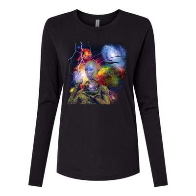 Alien Ufo In Space Womens Cotton Relaxed Long Sleeve T-Shirt