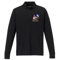 Alien Ufo In Space Performance Long Sleeve Polo