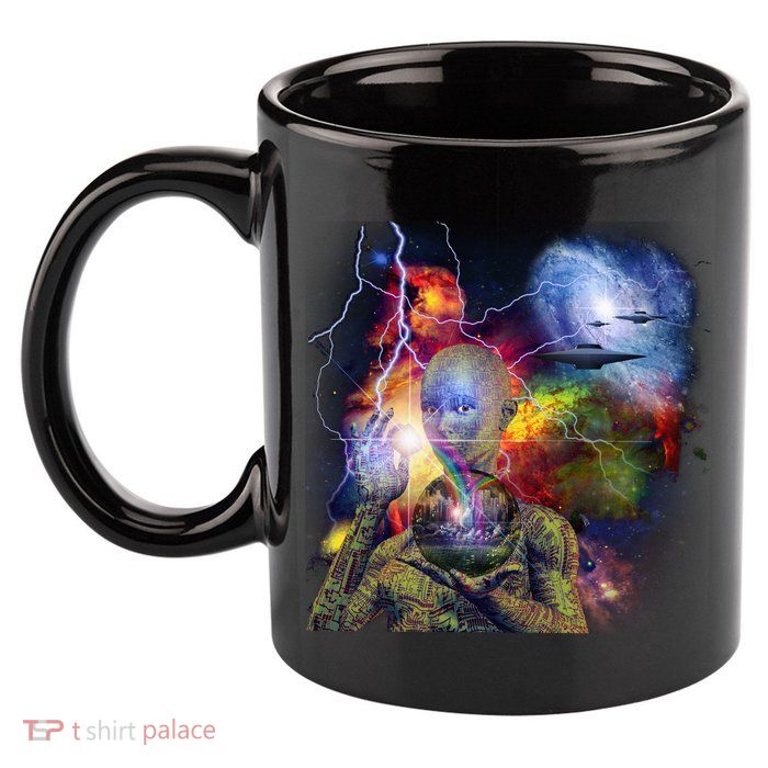 Alien Ufo In Space 11oz C Handle Ceramic Mug