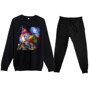 Alien Ufo In Space Premium Crewneck Sweatsuit Set