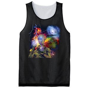 Alien Ufo In Space Mesh Reversible Basketball Jersey Tank