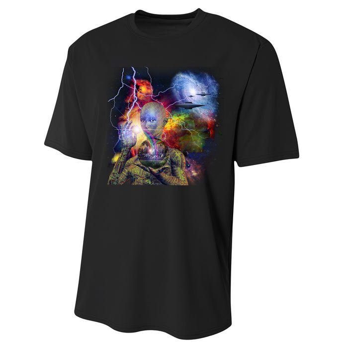 Alien Ufo In Space Performance Sprint T-Shirt