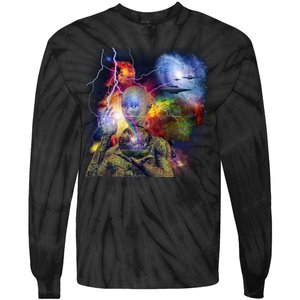 Alien Ufo In Space Tie-Dye Long Sleeve Shirt