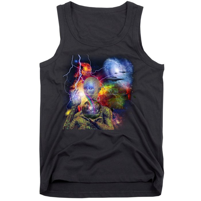 Alien Ufo In Space Tank Top