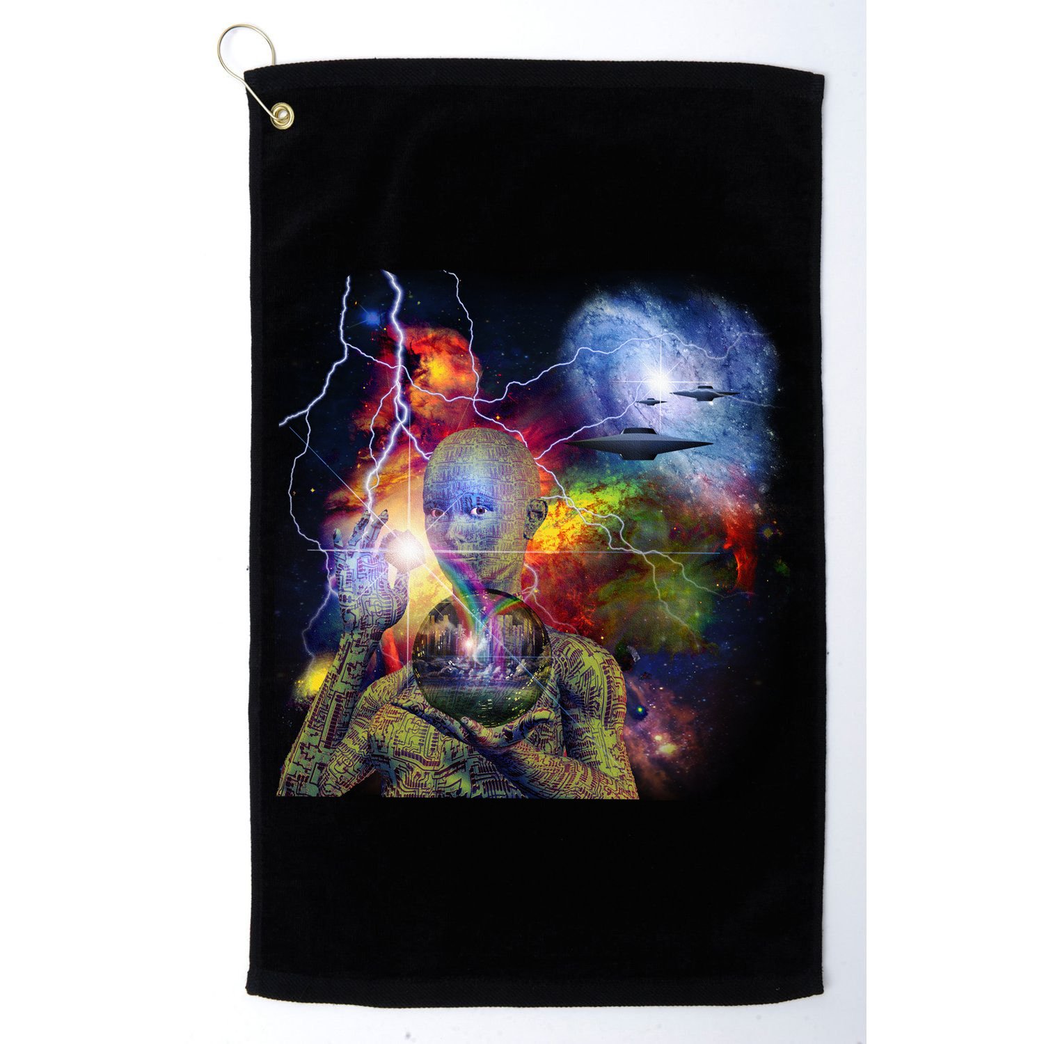 Alien Ufo In Space Golf Towel