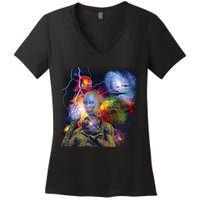 Alien Ufo In Space Women's V-Neck T-Shirt
